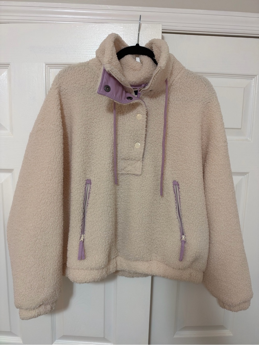 Universal Thread Sherpa Cream Cropped Jacket - Size Large